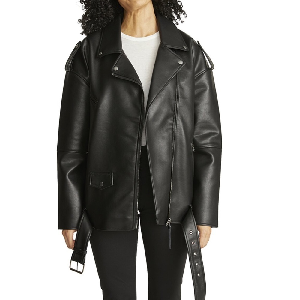 Faux leather moto jacket